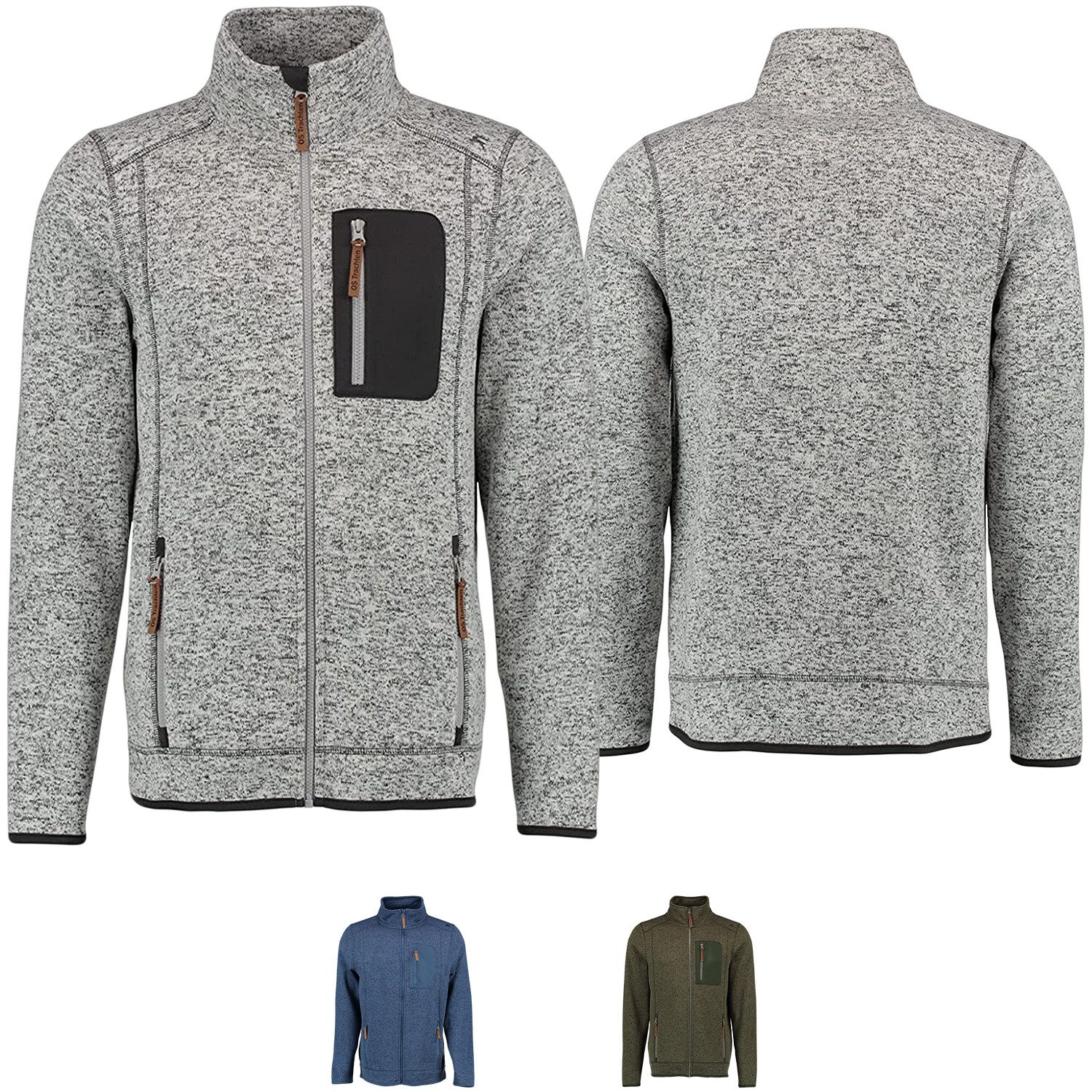 German Wear Strickfleecejacke OP7 Jagd Fleece Pullover Strickfleece Freizeit