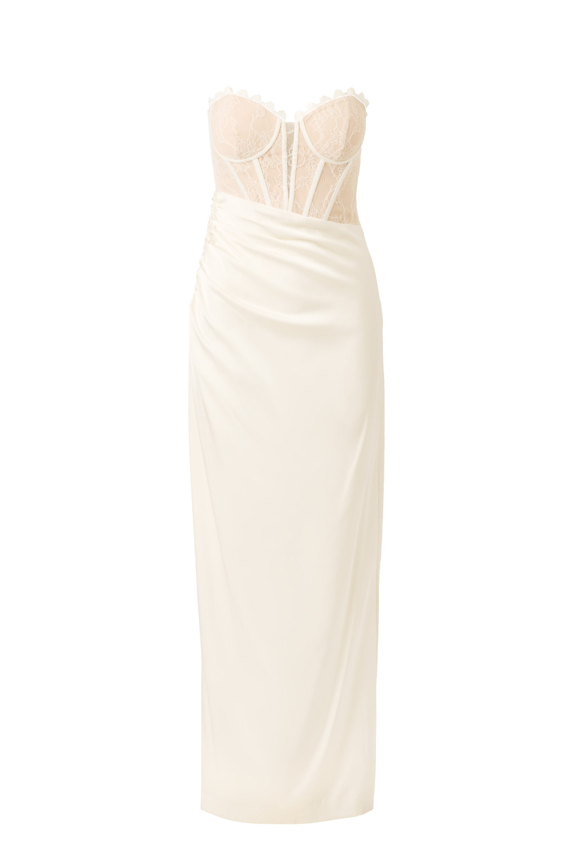 Adrianna Papell Abendkleid Satin and Lace Long Dress Ein auffälliges, strukturiertes und weiches Abendkleid