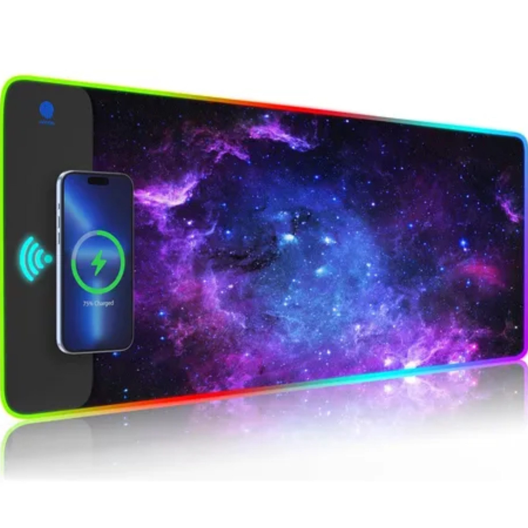 Vivitar Gaming Mauspad mit Kabellosem Ladegerät (5W/7,5W/10W/15W), Automatische Anpassung (Schnellladen, Präzise Steuerung, Komfortable Nutzung für Maus und Tastatur, Kompatibel mit iPhone, Samsung Galaxy, Perfekt für Gaming, Büro), 10 LED-Lichtmodi, XXL-Größe (800x300x4mm), Rutschfeste Gummibasis
