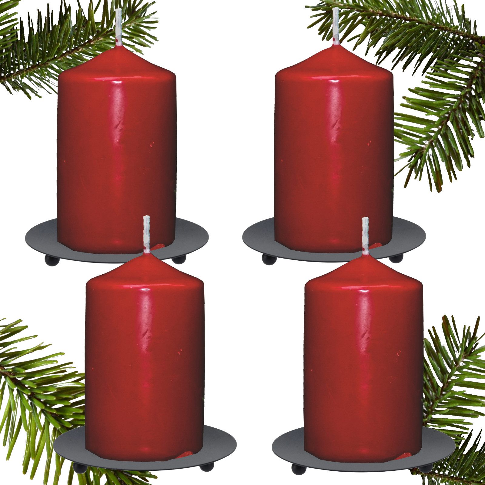 Koopman Kerzenhalter Kerzenständer Kerzenteller Metall Ø 12 cm Schwarz 4/6er Set (2er-Set, 6 St., Packung), 6er Set, Metallteller, Kerzenteller, Kerzenständer, Ø12cm