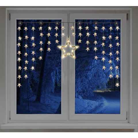 Spetebo Lichtervorhang LED Sternen Lichtervorhang warm weiß - 140 cm, 90-flammig, Deko Lichterkette mit 90 LED für Innen und Außen