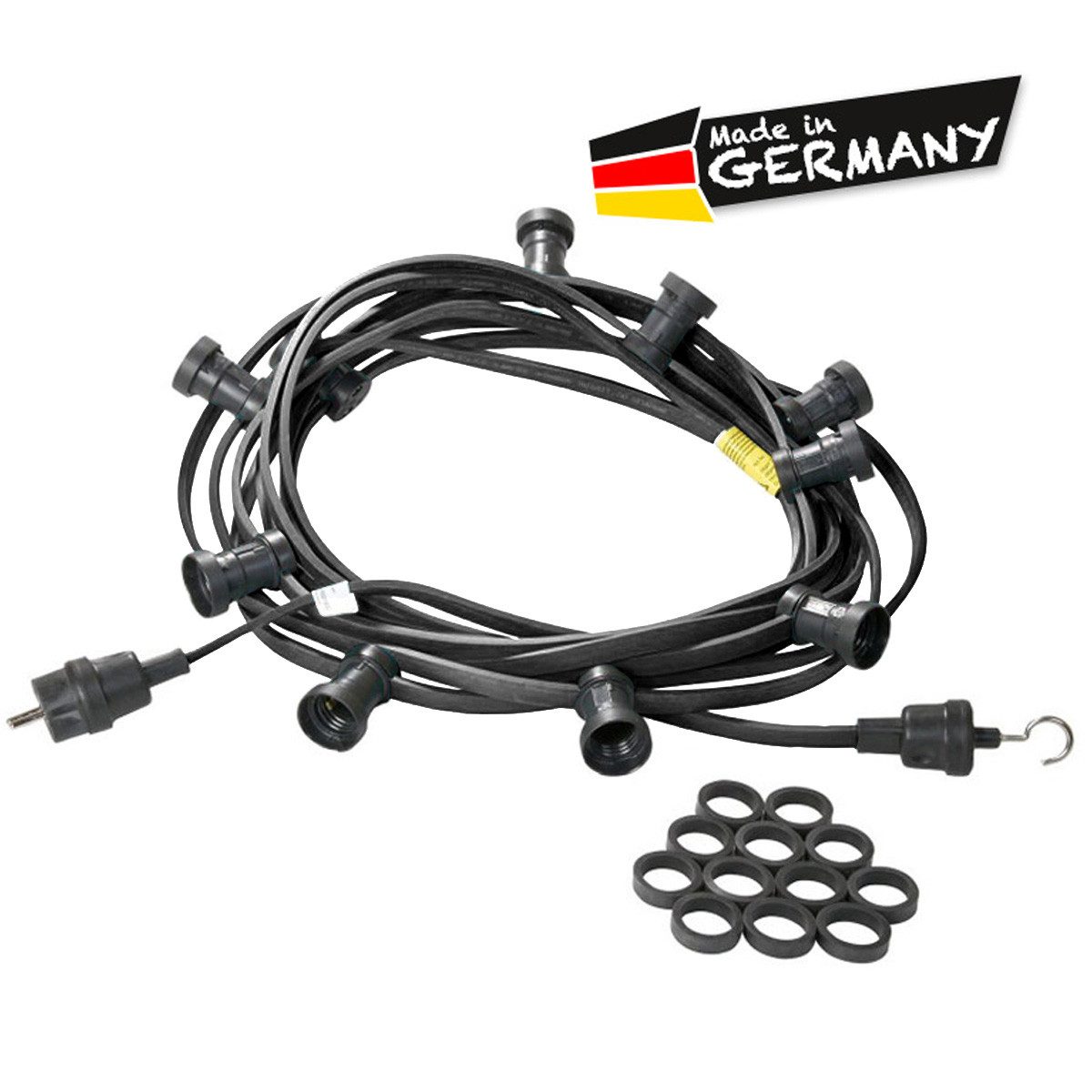 SPICELITE Lichterkette Illu Party Garten Außenlichterkette 20m schwarz 30xE27 Made in Germany, 30-flammig