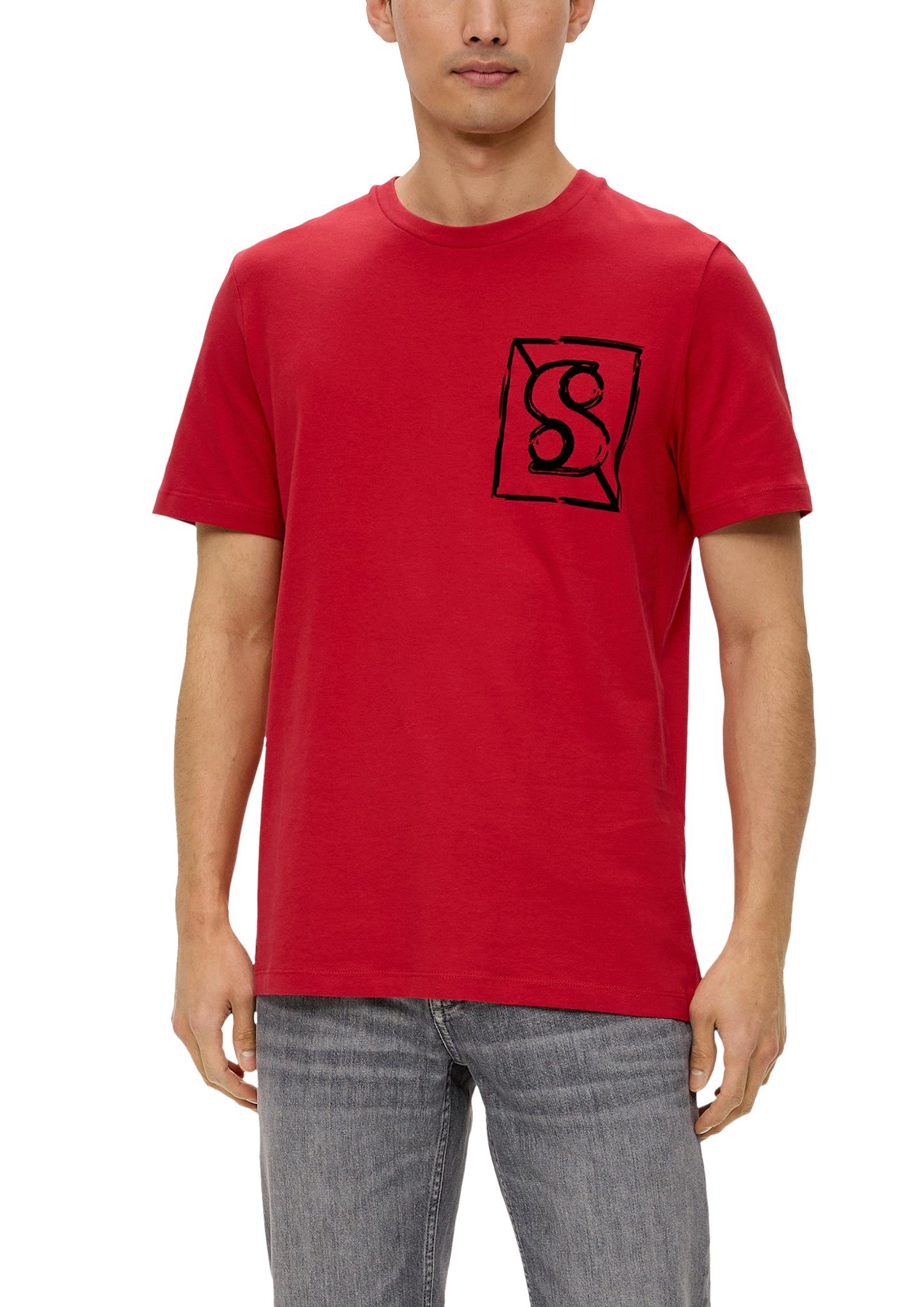 s.Oliver T-Shirt mit Schriftzug auf der Brust red