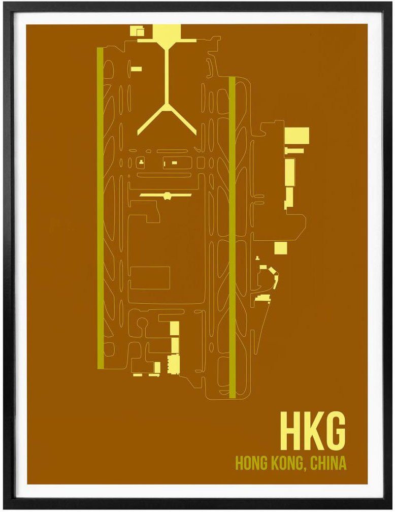 Wandbild HKG Poster (1 Wandbild, Wall-Art Grundriss Wandposter Grundriss Kong, Hong St), Poster, Bild,