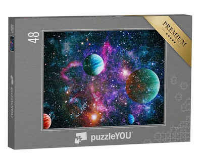 puzzleYOU Puzzle Planeten im Weltraum mit Sonnenblitz, 48 Puzzleteile, puzzleYOU-Kollektionen Weltraum, 100 Teile, 500 Teile, Universum