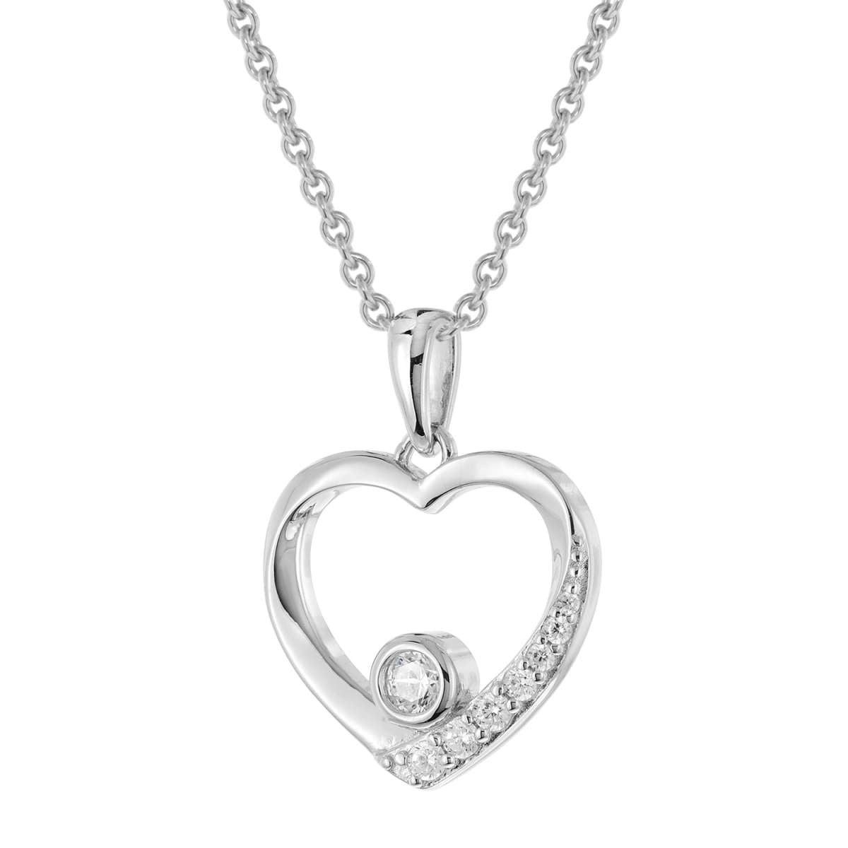 trendor Herzkette 28418, für Damen-Kette mit Herz-Anhänger 925 Silber