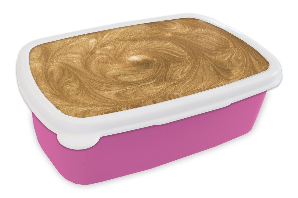 MuchoWow Lunchbox Kreis - Golden - Farbe, Kunststoff, (2-tlg), Brotbox für Erwachsene, Brotdose Kinder, Snackbox, Mädchen, Kunststoff rosa
