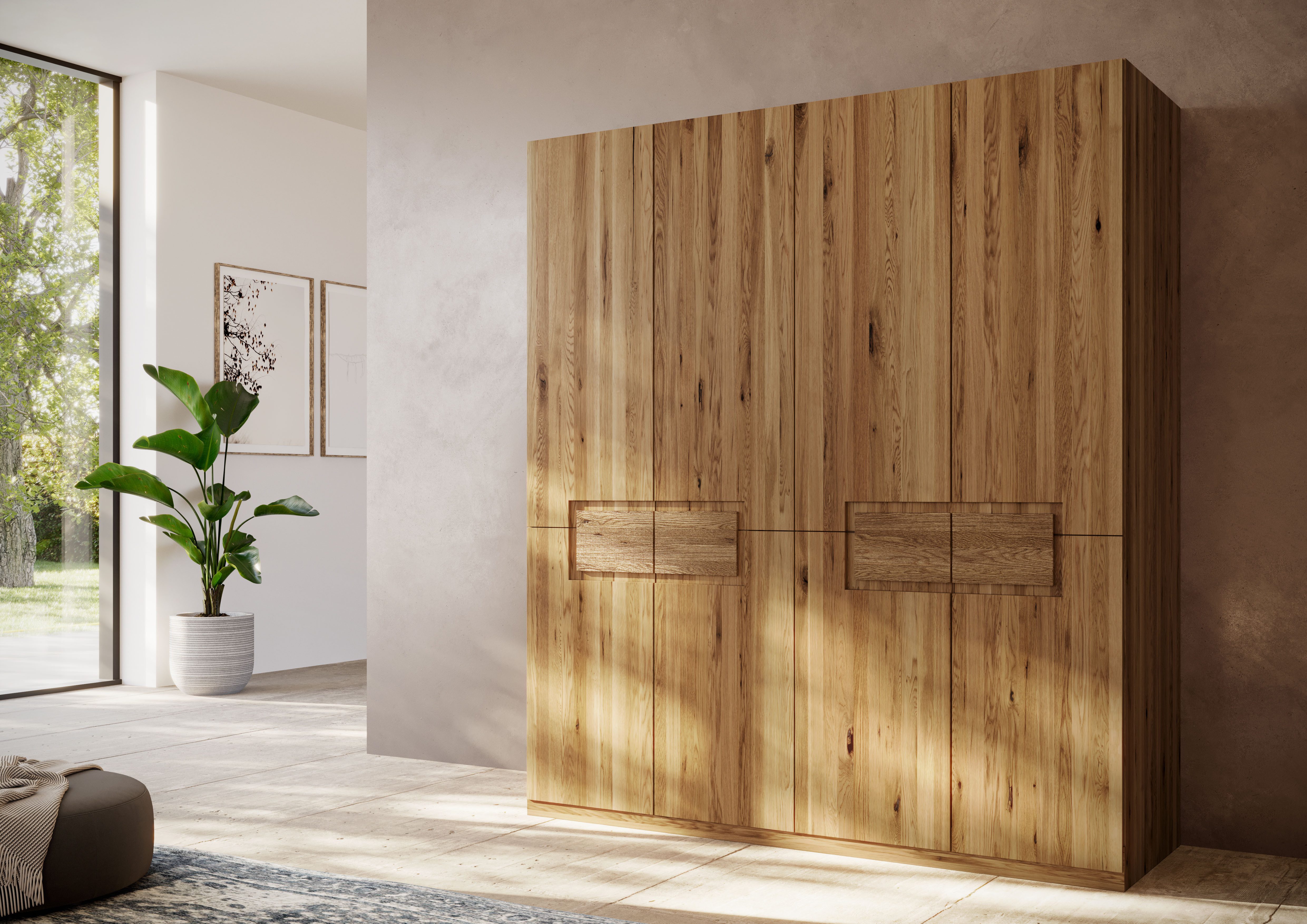 Home affaire Kleiderschrank Ambroise aus Wildeiche, erhältlich in verschiedenen Breiten Massivholz-Kleiderschrank, im 50 cm Raster planbar