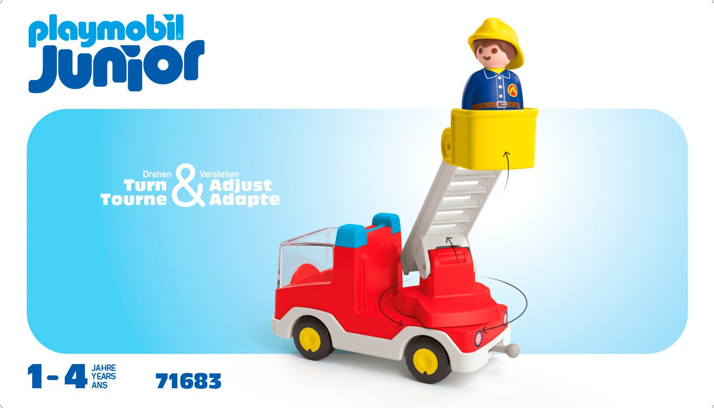 Playmobil® Feuerwehrleiterfahrzeug (71683), JUNIOR Konstruktions-Spielset, (2 St), Made in Europe