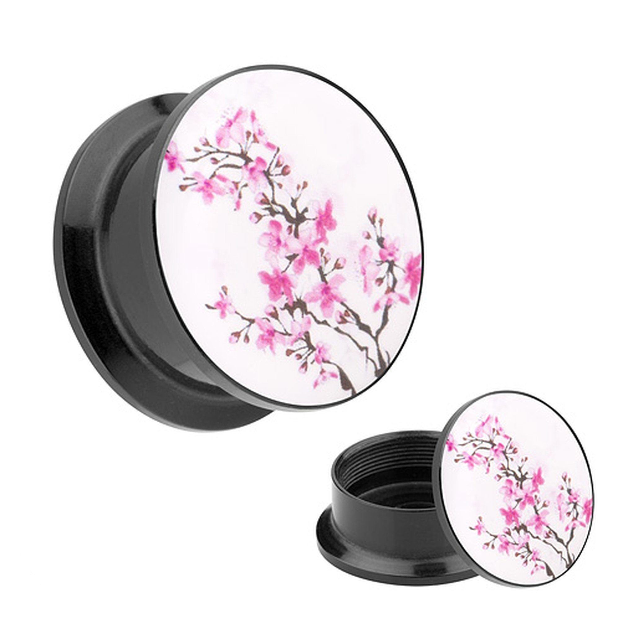 Taffstyle Plug Piercing Schraubverschluß Kirschblüten Blumen, günstig online kaufen