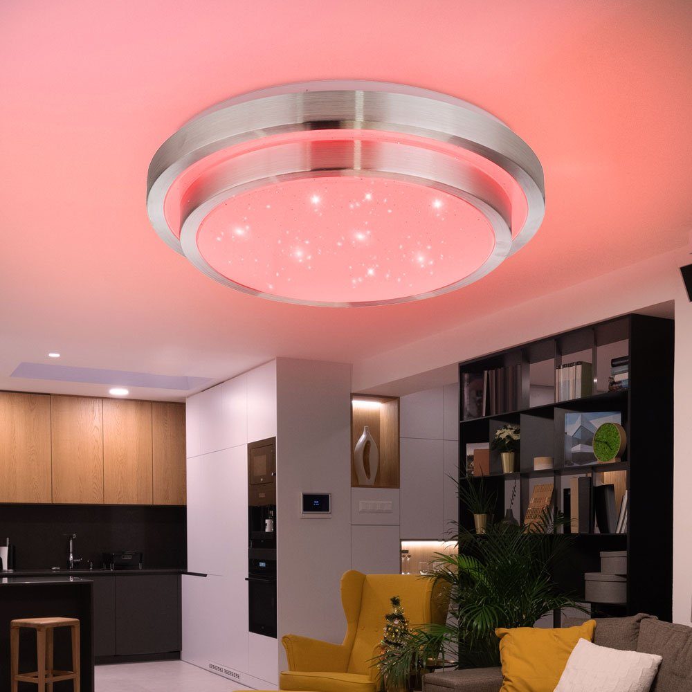 LED Neutralweiß, LED Warmweiß, Deckenleuchte, fest etc-shop Tageslichtweiß, verbaut, LED-Leuchtmittel Decken Wohn Sternen Beleuchtung Zimmer Schlaf Leuchte Farbwechsel, Effekt RGB