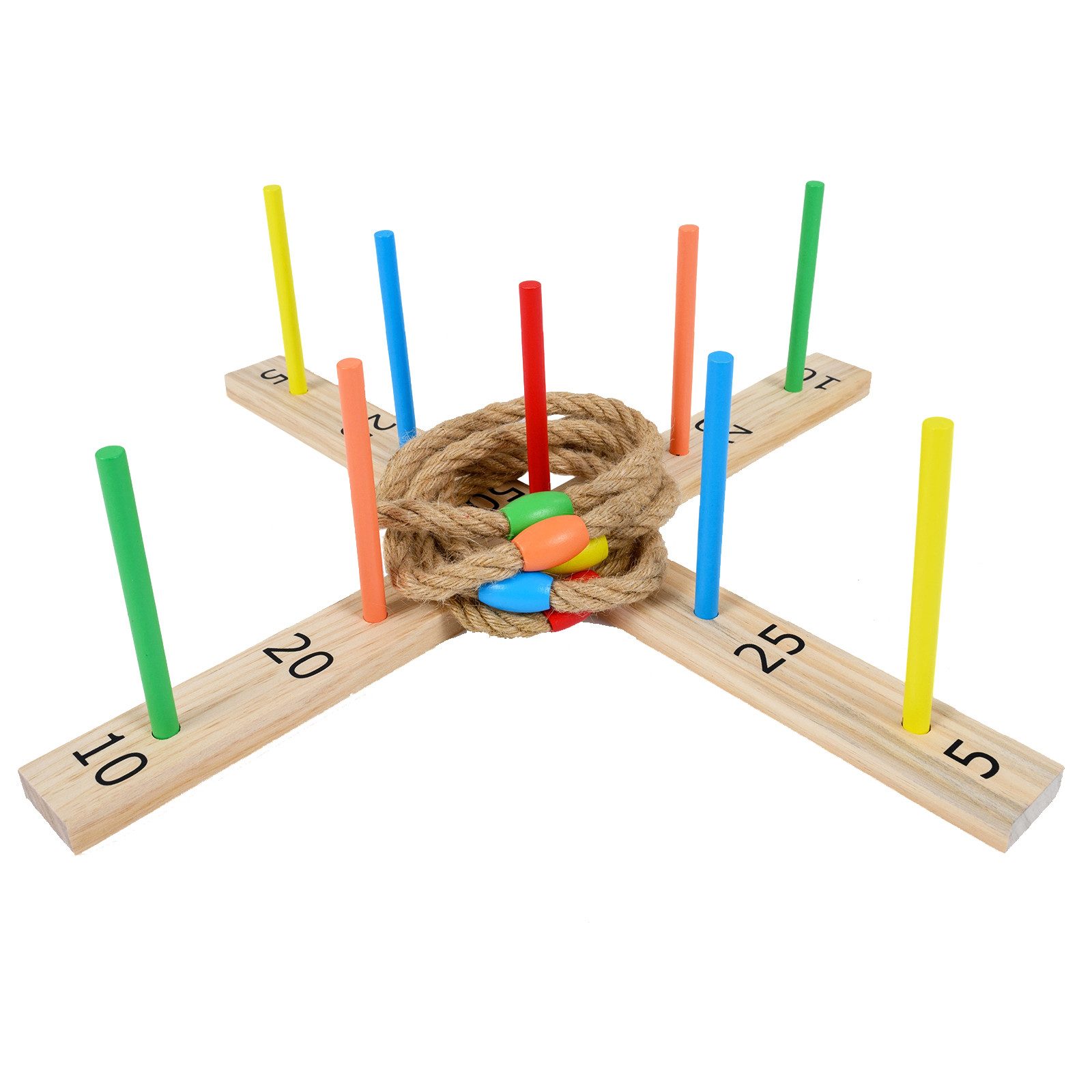 COSTWAY Spiel Ringwurfspiel aus Massivholz, Outdoor Gartenspiel mit Wurfringen