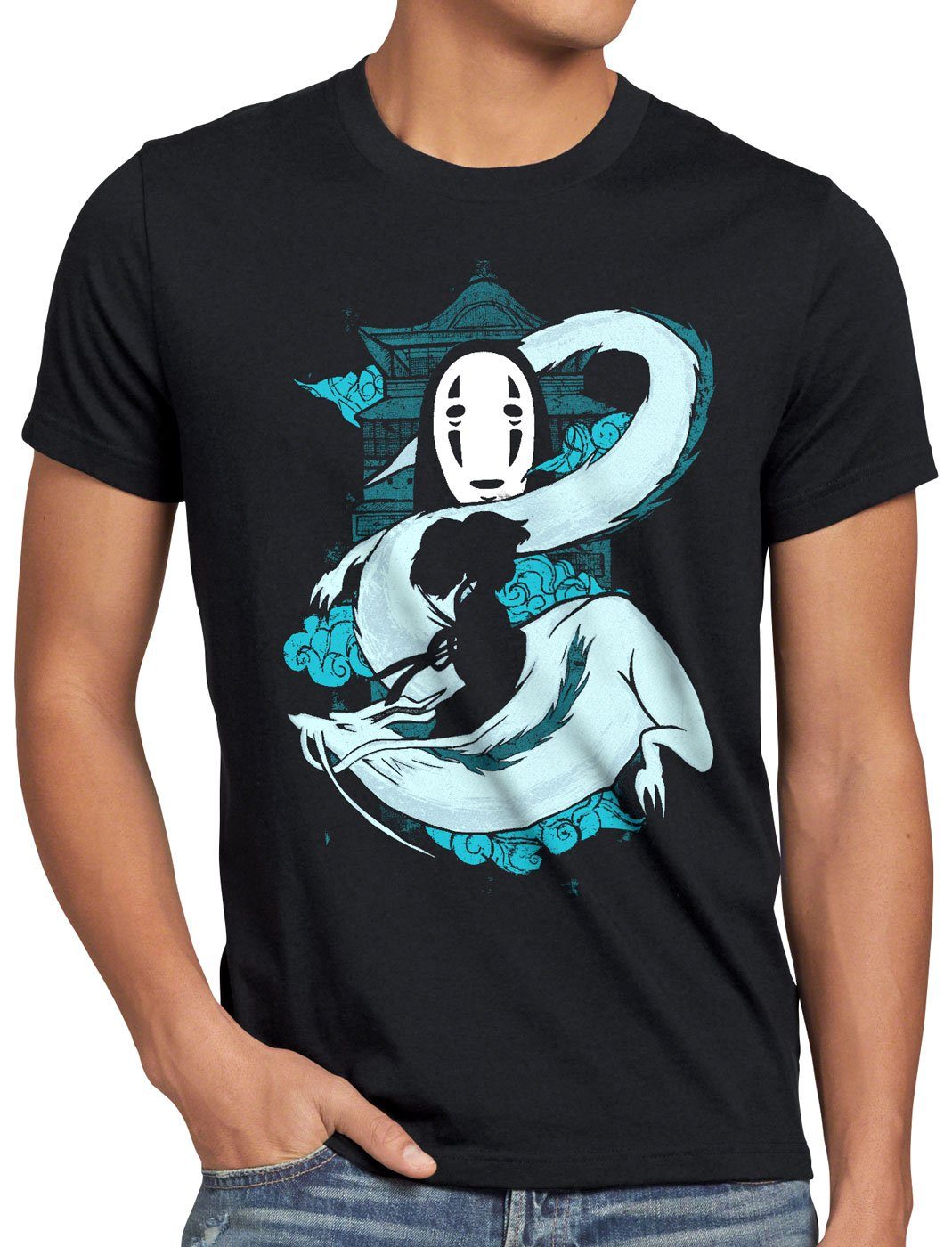 style3 Print-Shirt Herren T-Shirt Midnight Spirit zauberland reise anime manga chihiro