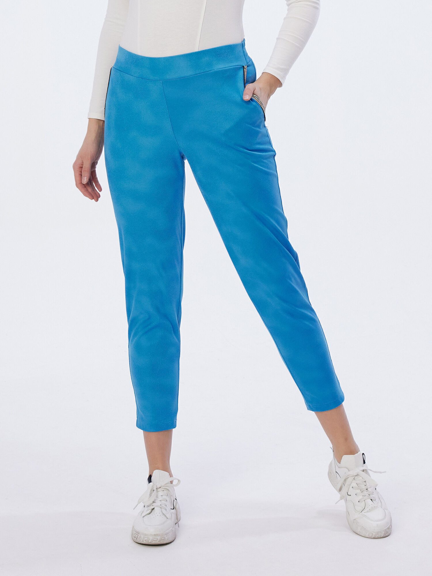 MONACO blue Lederimitathose Leggings figurumspielend mit verzierten Taschen