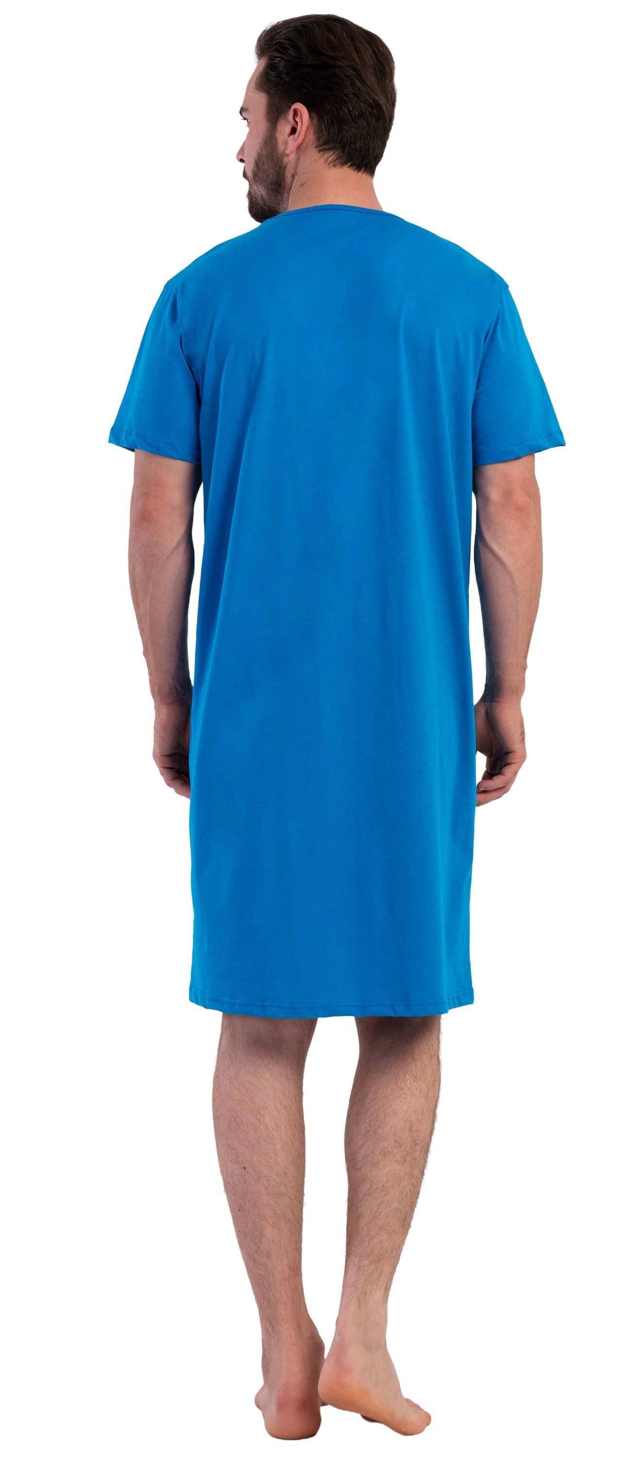 Vienetta Nachthemd Man (Packung, 1-tlg) Herren Schlafanzug Schlafshirt Nachthemd Kurzarm Baumwolle