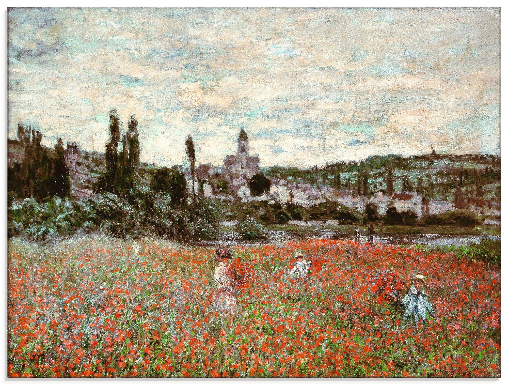 Artland Glasbild Mohnfeld bei verschiedenen Vetheuil. Größen Blumenwiese in Ca.1880, (1 St)