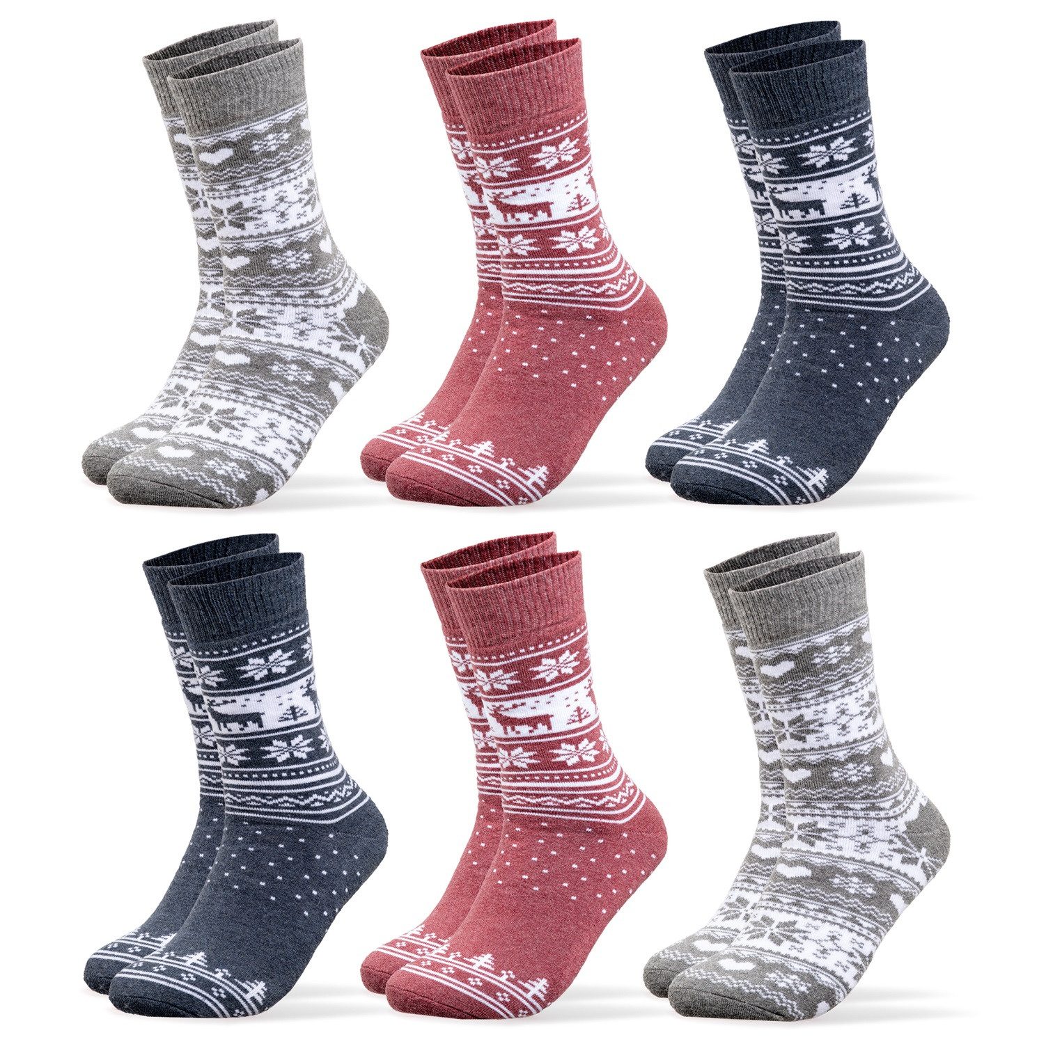 OCCULTO Norwegersocken Damen Norweger Socken 6er Pack (Modell: Frida) (6-Paar)