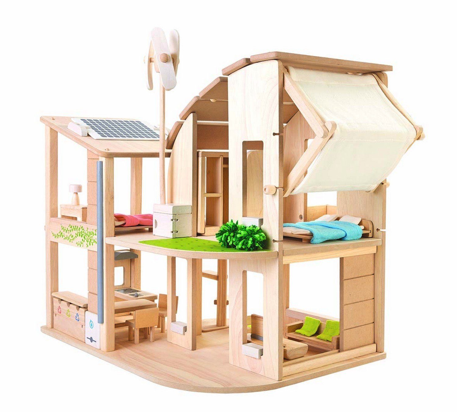 Plantoys Puppenhaus Puppenhaus Öko möbliert
