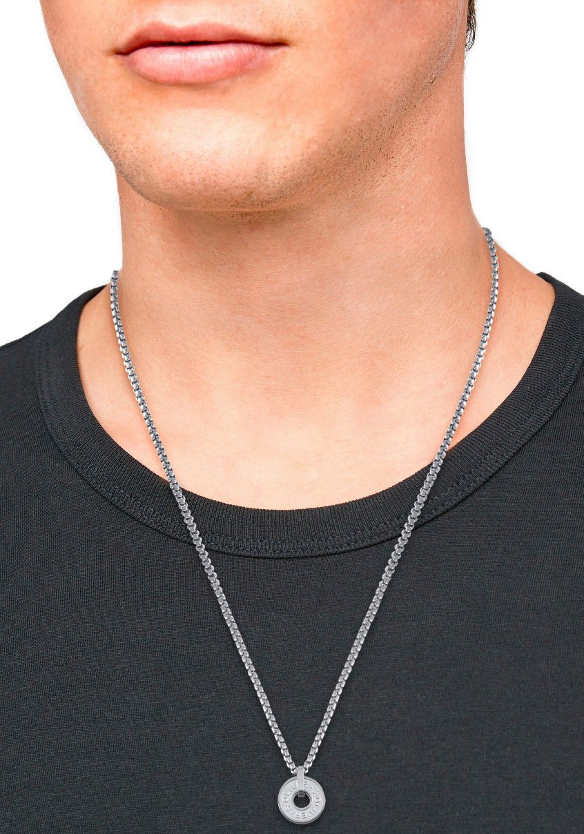 2036851, matt-glänzender Halskette Button- Kette von Herren mit in Kreis, Anhänger mit Anhänger Ausführung