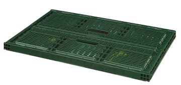 Logiplast Klappbox 8 x Klappboxen in grün + ein Transportroller in grün, 46 l, Lebensmittelunbedenklich (Klappbox), faltbar, übereinander stapelbar