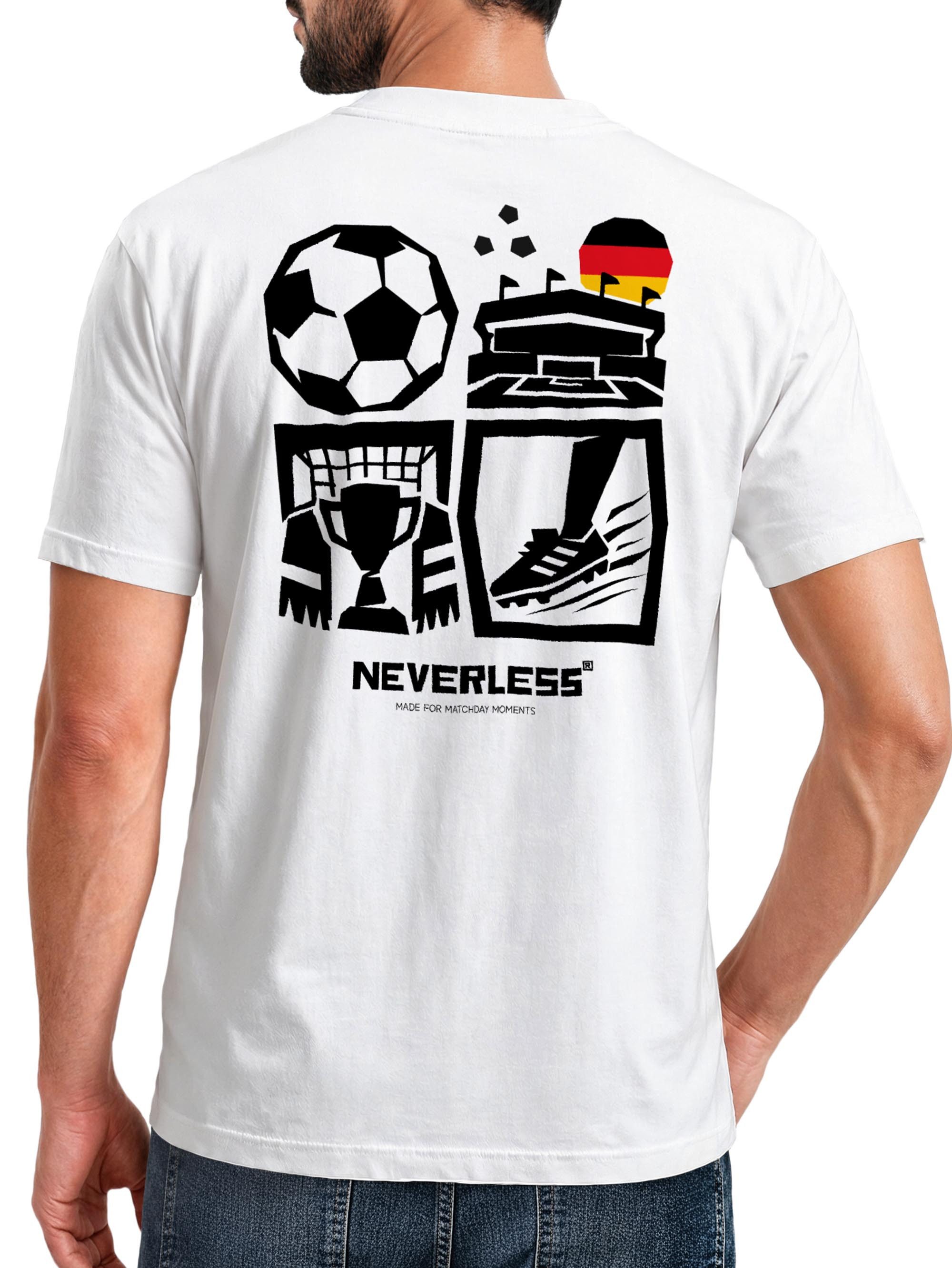 Neverless Print-Shirt Herren T-Shirt Frontprint - Design Football Icons - Baumwollshirt mit Print