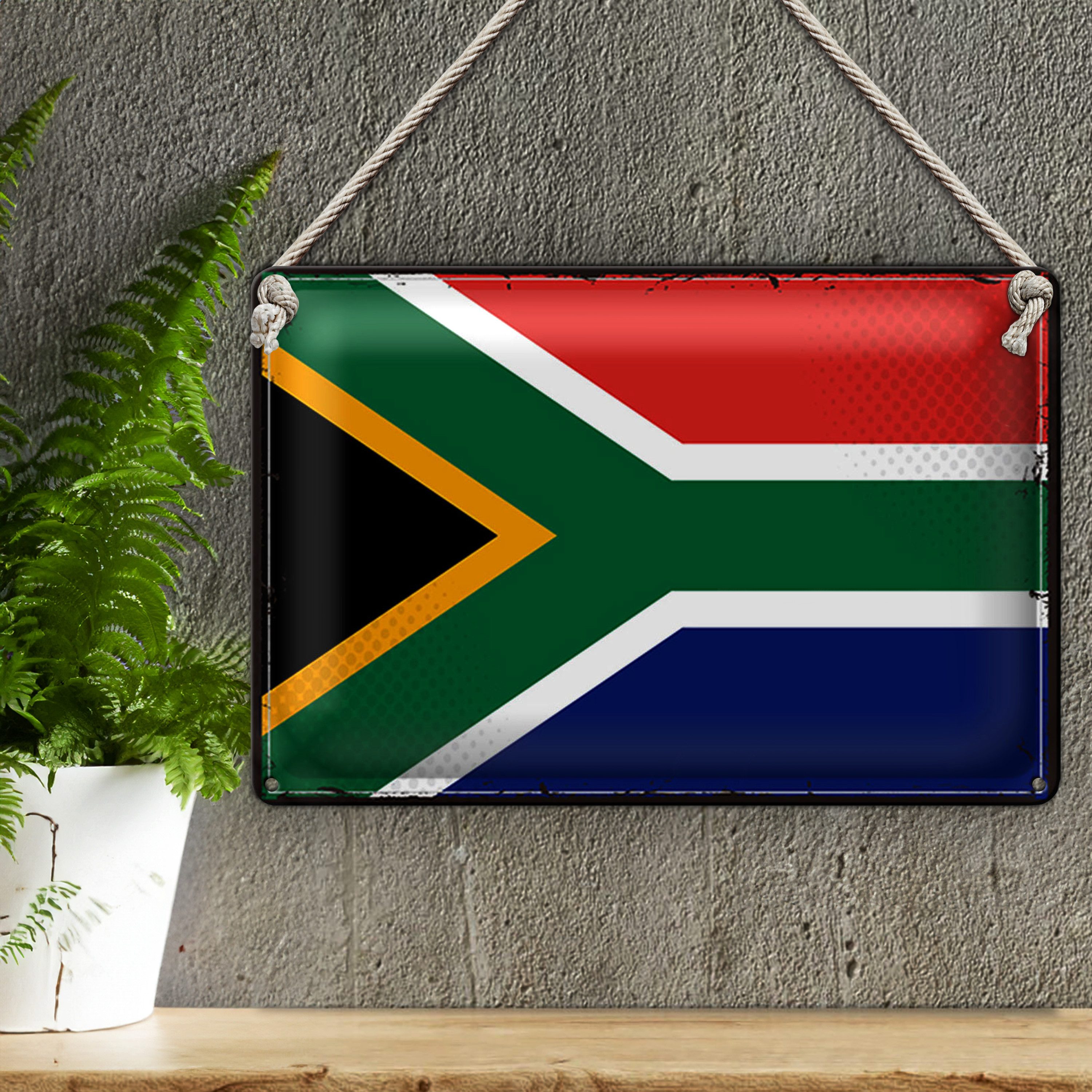 Roomando Metallschild Flagge Südafrika 40x30cm Retro South Africa