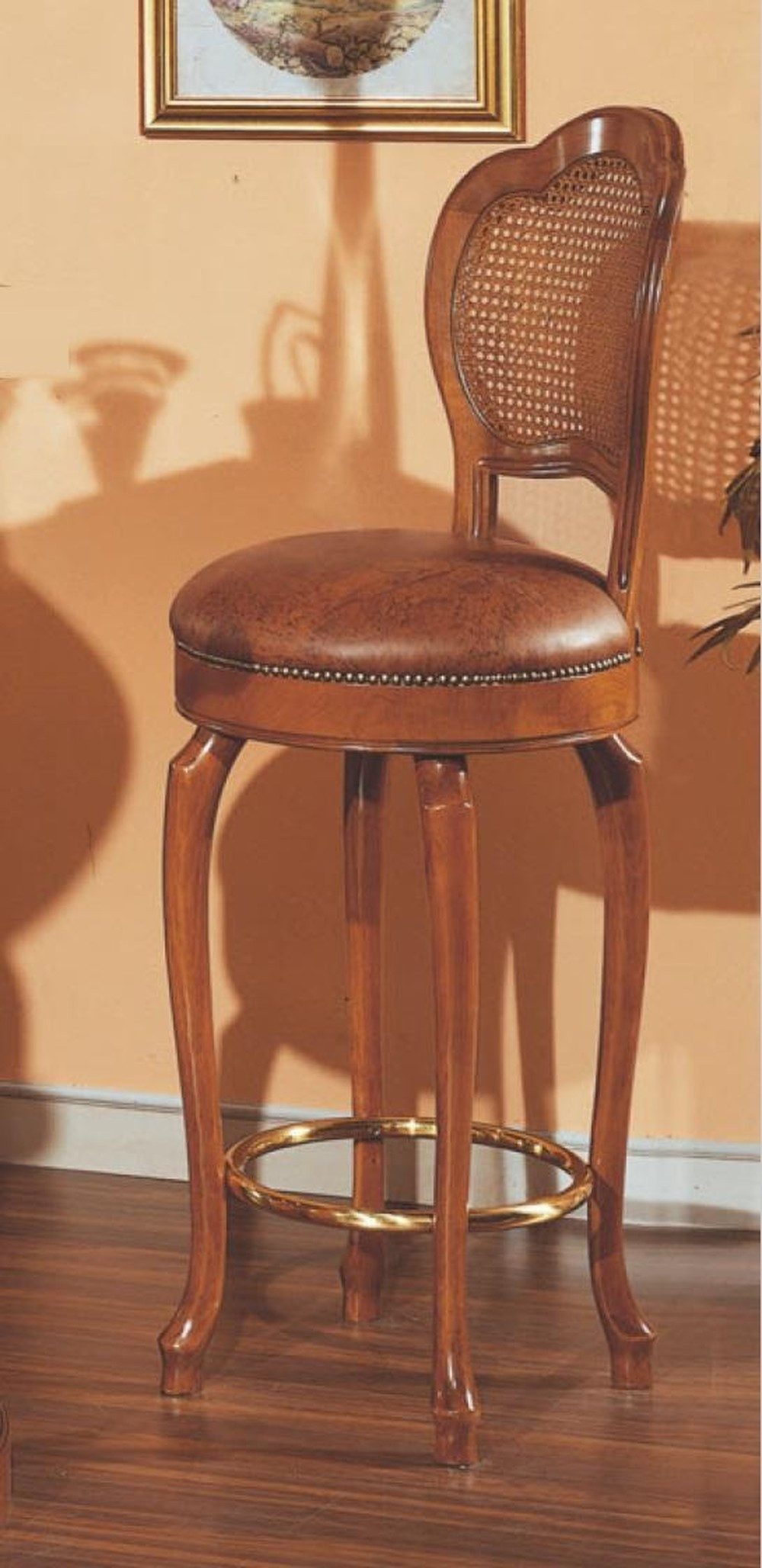 JVmoebel Barhocker Designer Bar-Hocker aus braunem Leder mit verstellbarer Sitzhöhe (1 St., Hocker), Made in Europa