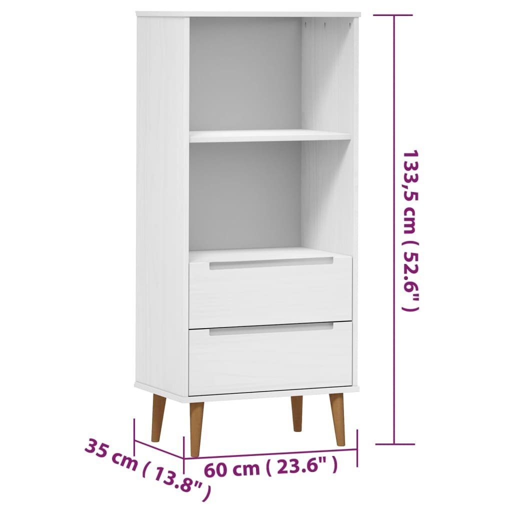 MOLDE furnicato Bücherregal Weiß 60x35x133,5 Kiefer cm Massivholz