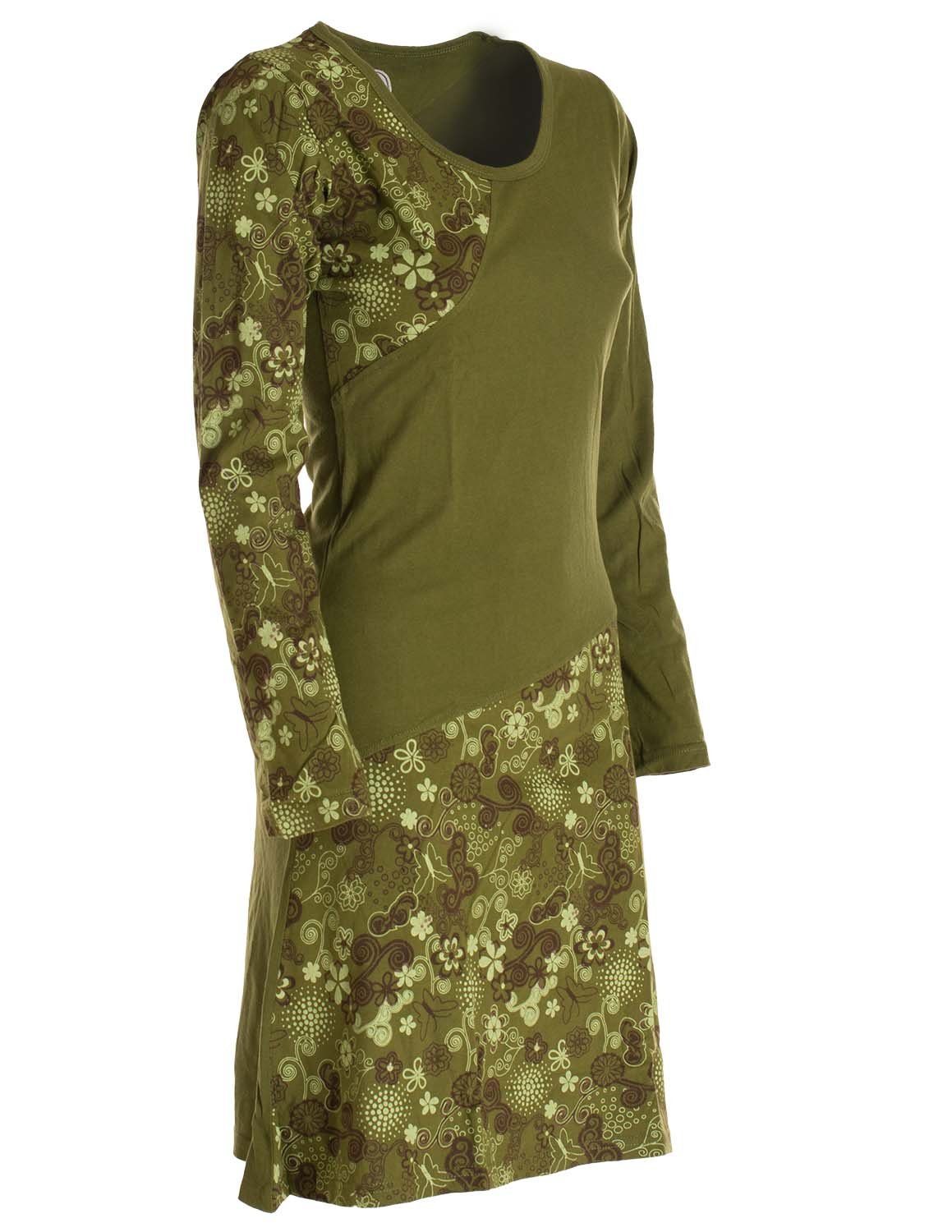 Vishes Jerseykleid Asymmetrisches Langarm Jersey Kleid Damen kurz Hippie, Goa Style