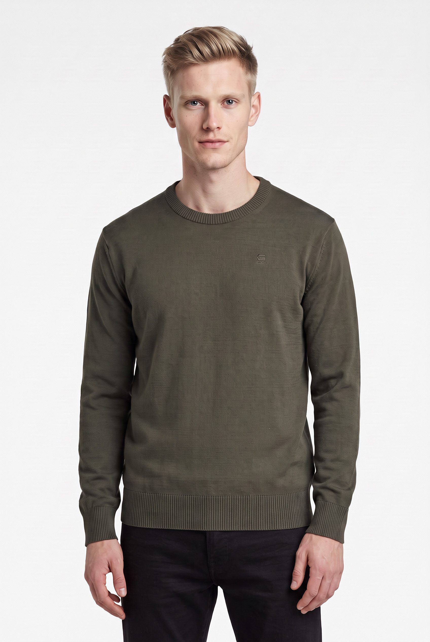 G-STAR Strickpullover Core refined r knit mit gerippten Abschlüssen, Baumwollmix