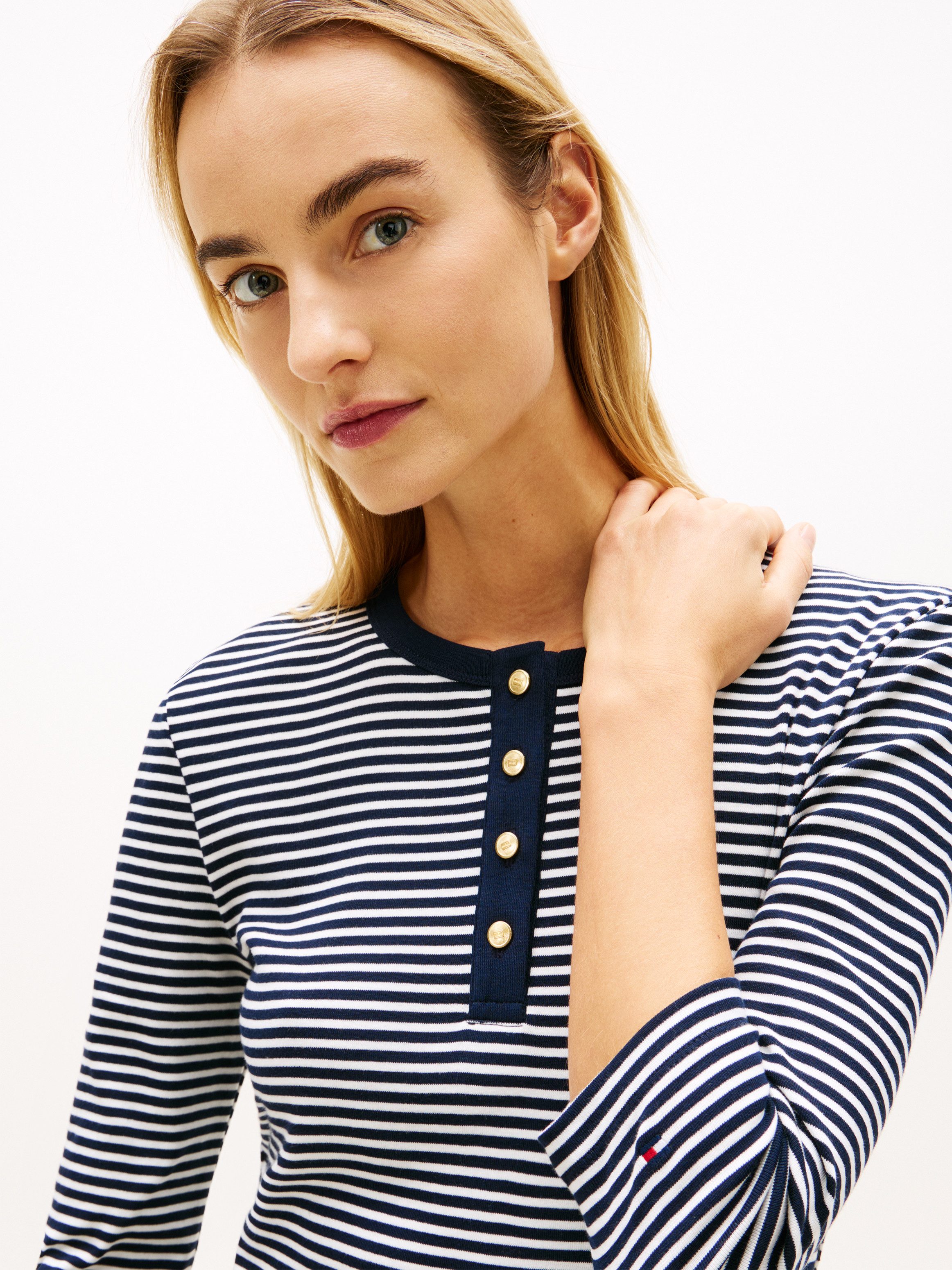 Tommy Hilfiger Langarmshirt GOLD BUTTON SLIM HENLEY 3/4 günstig online kaufen