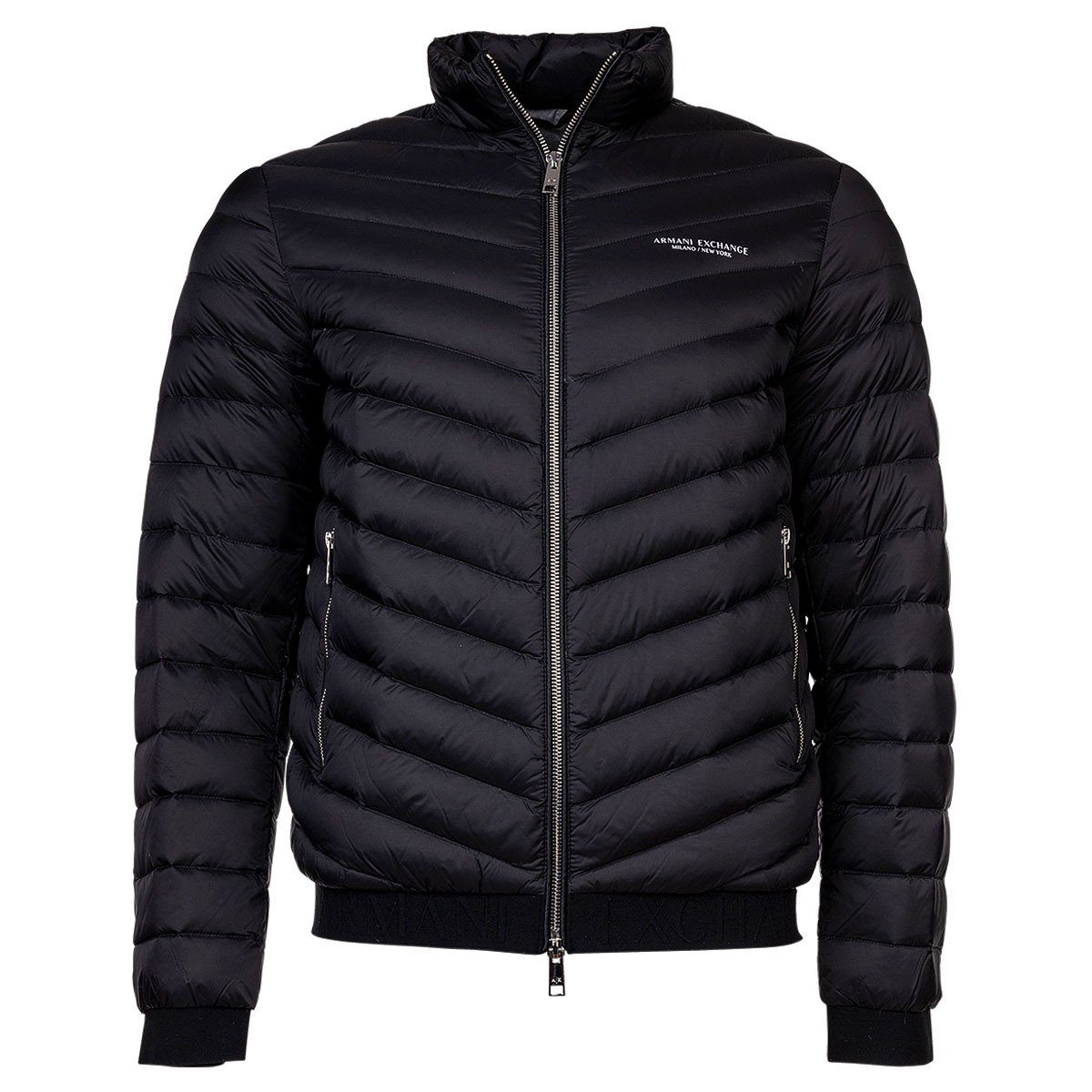 Daunenjacke EXCHANGE - Schwarz ARMANI Steppjacke Aufdruck Logo Herren Mikrofaser,