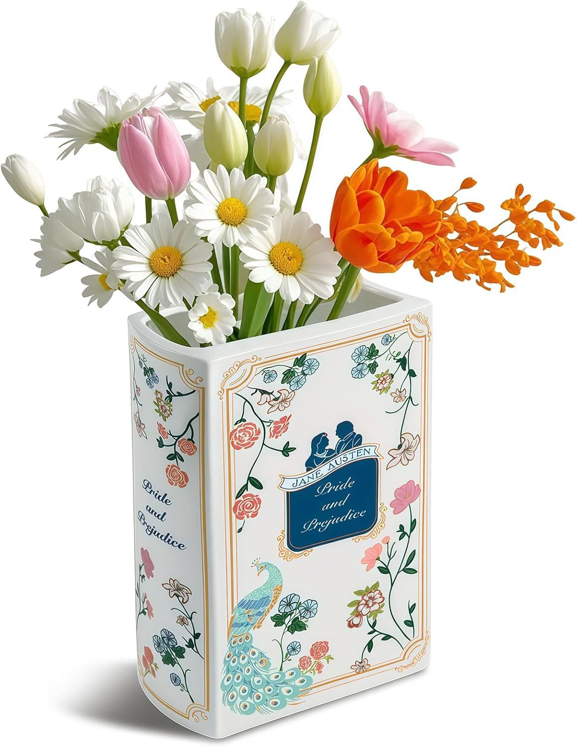 FELIXLEO Dekovase Keramik Buchvase Blumenvase Buchform Regal Deko Bücher Deko Mittel (1 St)