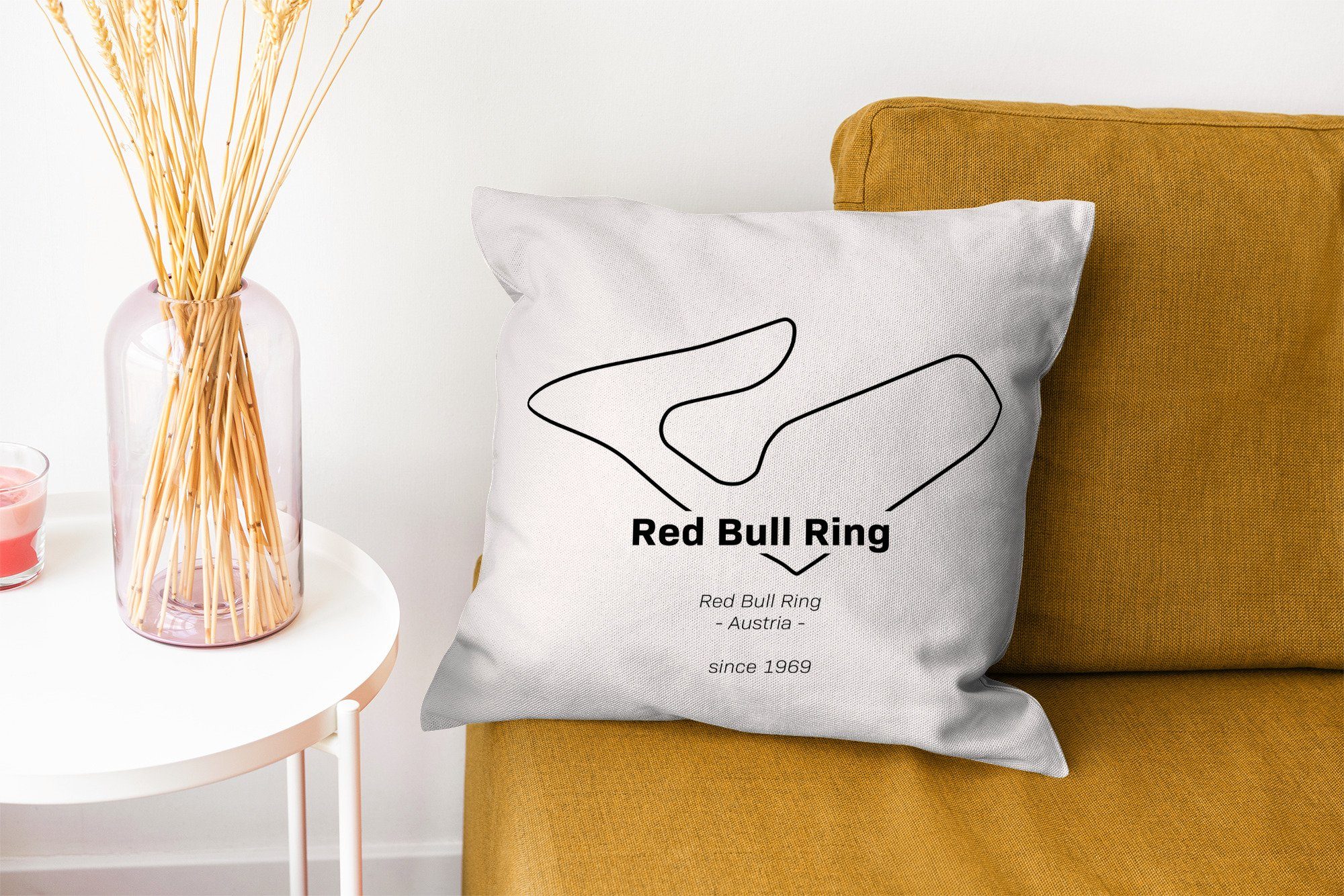 MuchoWow Dekokissen Formel Red 1 mit Bull Zierkissen Füllung - für Deko, Schlafzimmer, - Wohzimmer, Rennstrecke, Ring Sofakissen