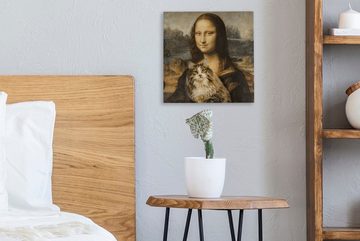 OneMillionCanvasses® Gemälde Mona Lisa - Katze - Leonardo da Vinci - Vintage - Kunstwerk - Alte, (1 St), Leinwand Bilder für Wohnzimmer Schlafzimmer