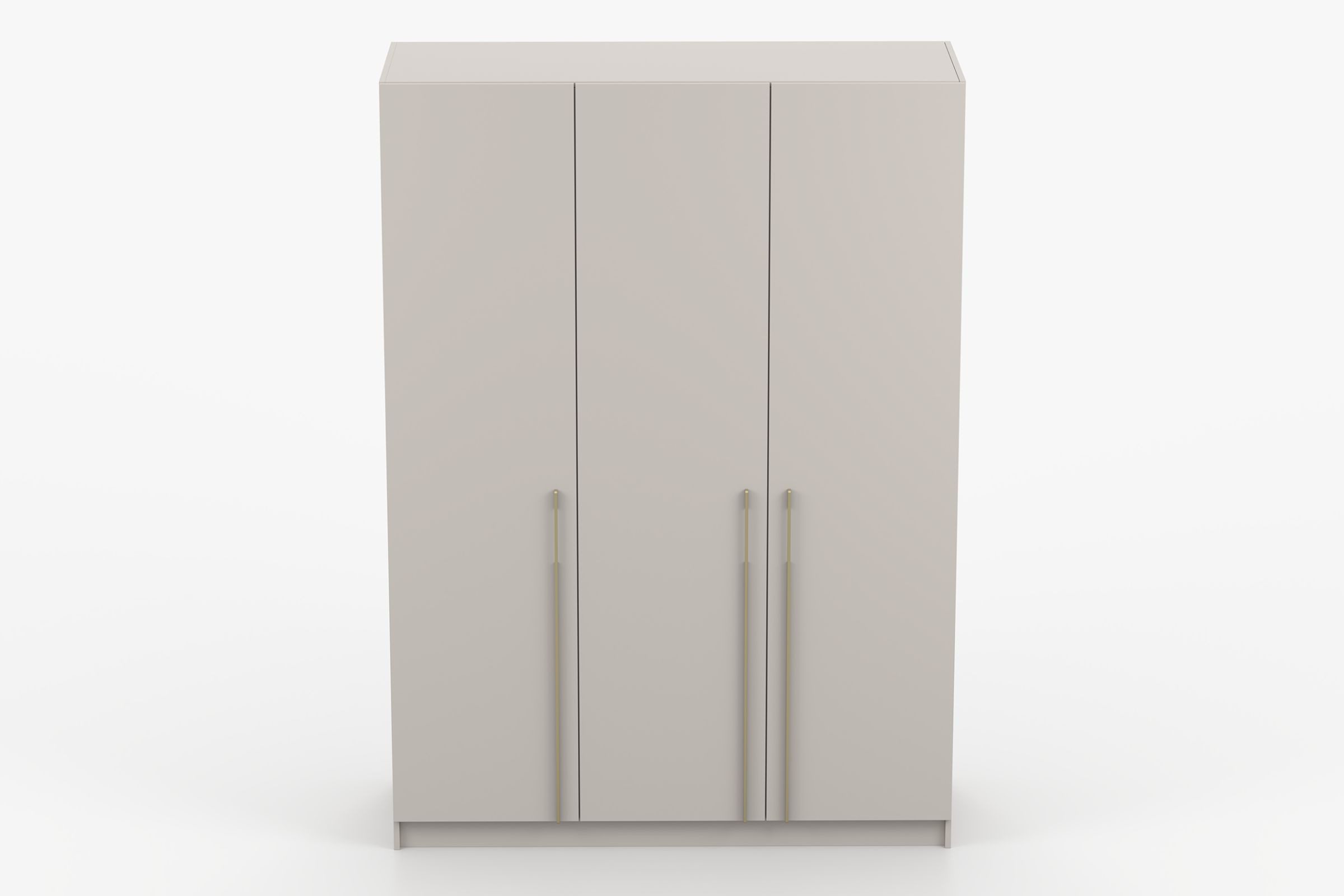 Deine Möbel 24 Kleiderschrank MIRELO 3-türig 150x210x57 cm – mit goldfarbenen Griffen viel Stauraum (Drehtürenschrank, 1-St., Einzelmöbel – frei kombinierbar mit weiteren Möbeln der Serie MIRELO) in Weiß Matt / Cashmere