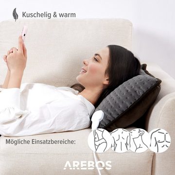 Arebos Heizkissen elektrisch Wärmekissen mit Füllung 6 Heissstufen 44 x 33 x 14 cm 100 W, Kabellänge: 2,4 m