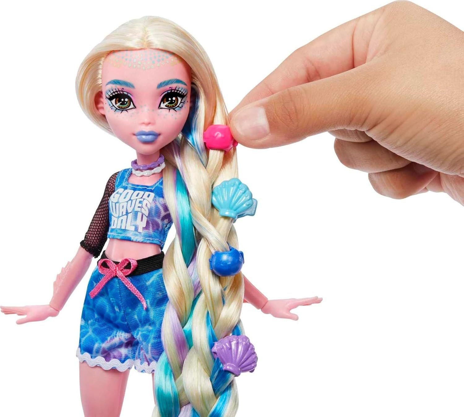 Mattel® Biegepuppe Monster High Puppe Lagoona Blue Spa Day Set Zubehör Haarspangen HKY69