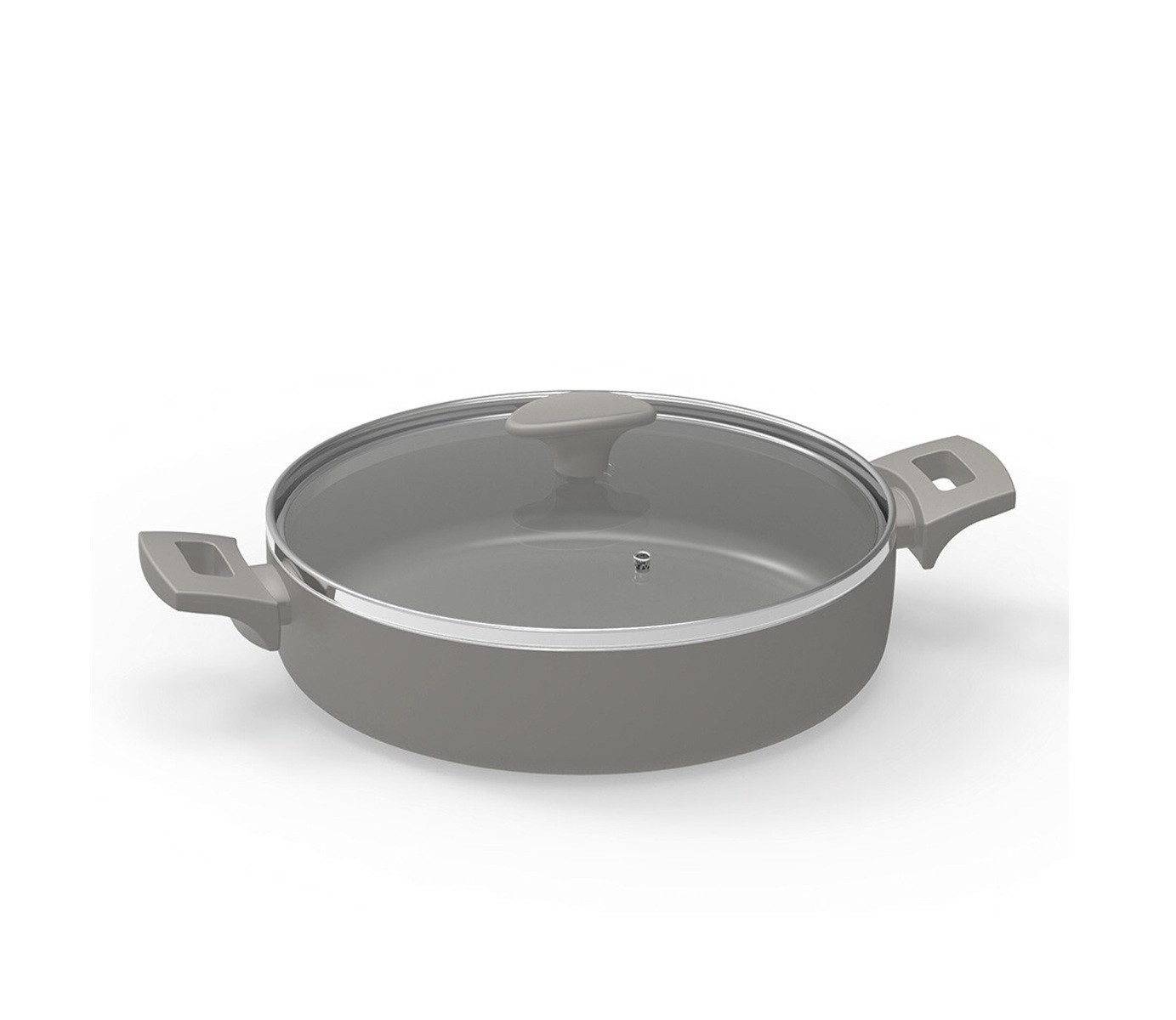 Michelino Servierpfanne Alythia Pfanne mit Glasdeckel - 28 cm in Grau, Aluminium (1-tlg), ergonomischer Griff, Induktionsgeeignet 28 cm