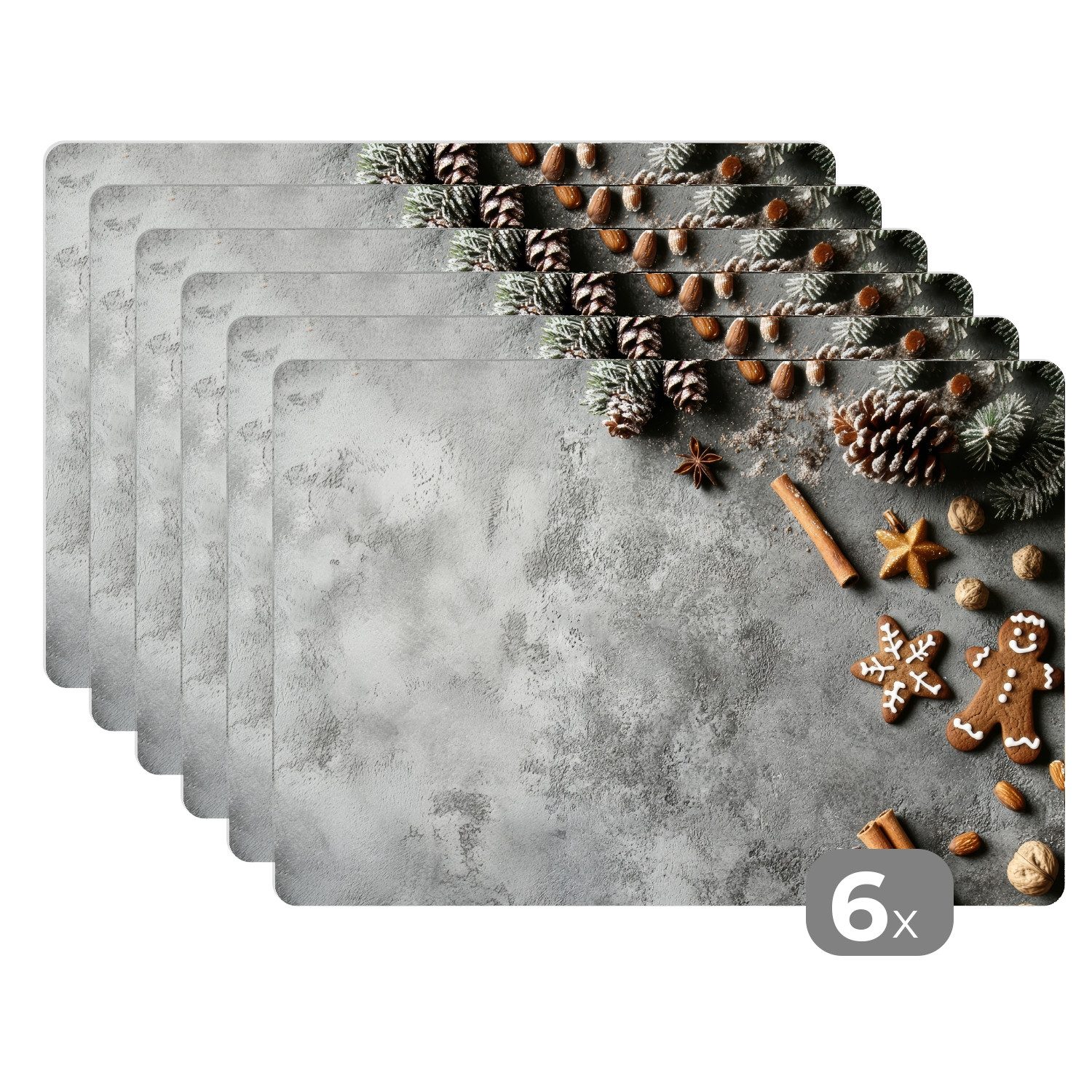 MuchoWow Platzset Weihnachten - Backen - Grau - Ländlich, (6-St), Platzsets günstig online kaufen