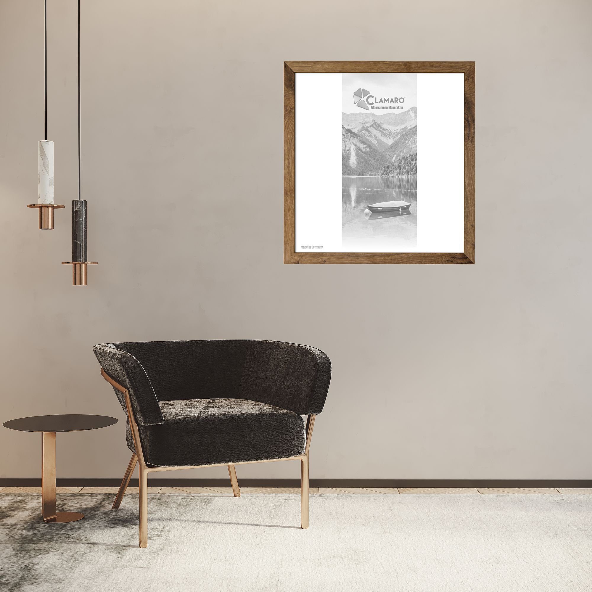 Clamaro Bilderrahmen 'Collage' Quadratisch FSC® Holz MDF Rahmen inkl. Acrylglas, Rückwand und Aufhänger Eiche Altholz | Einzelrahmen