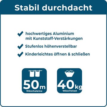 Blome Wäschespinne Alustar 50 Meter, inkl. Bodenhüls, Wäsche Spinne draußen, Made in Germany
