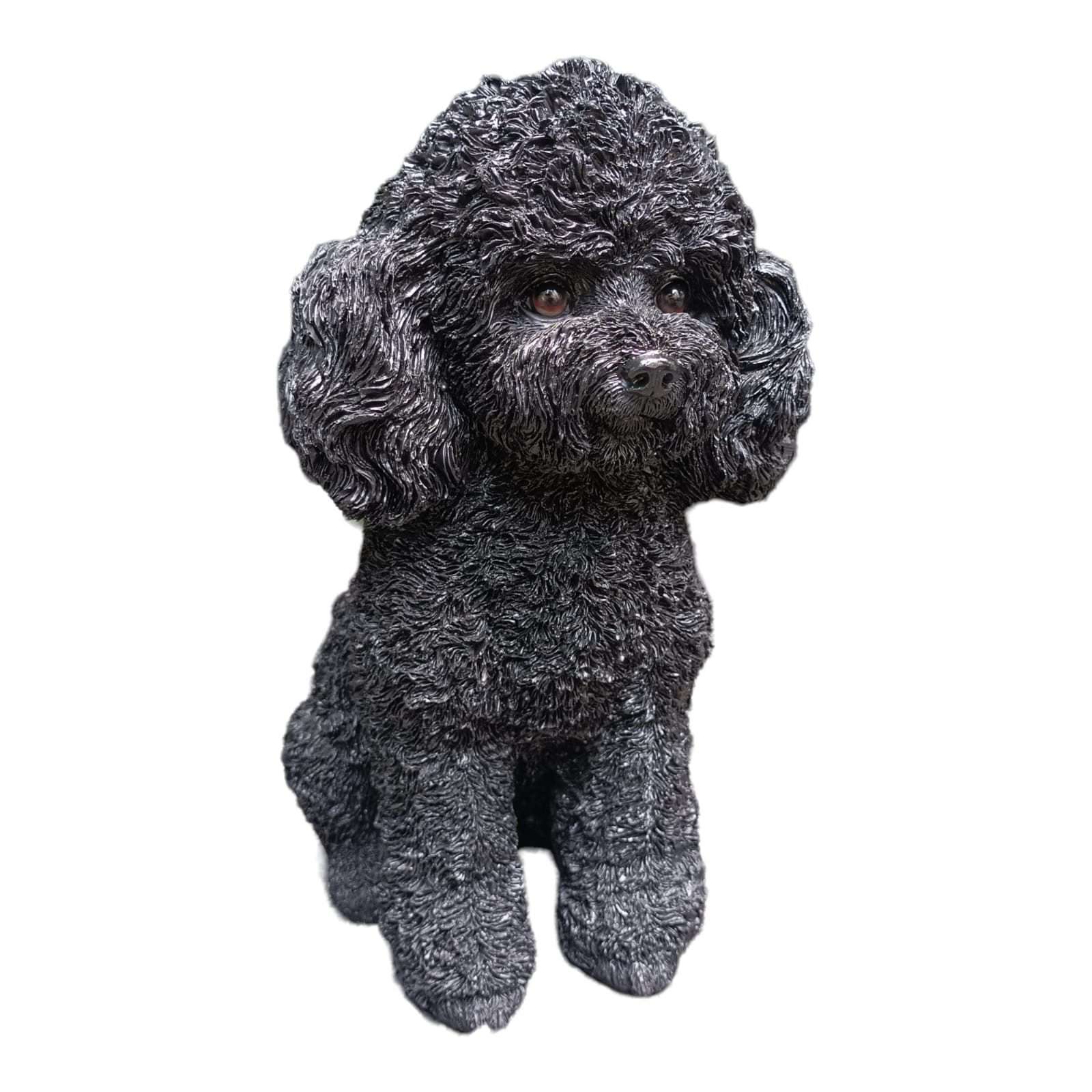 Aspinaworld Gartenfigur schwarze Welpen Pudel Figur sitzt 27 cm, Figur für günstig online kaufen