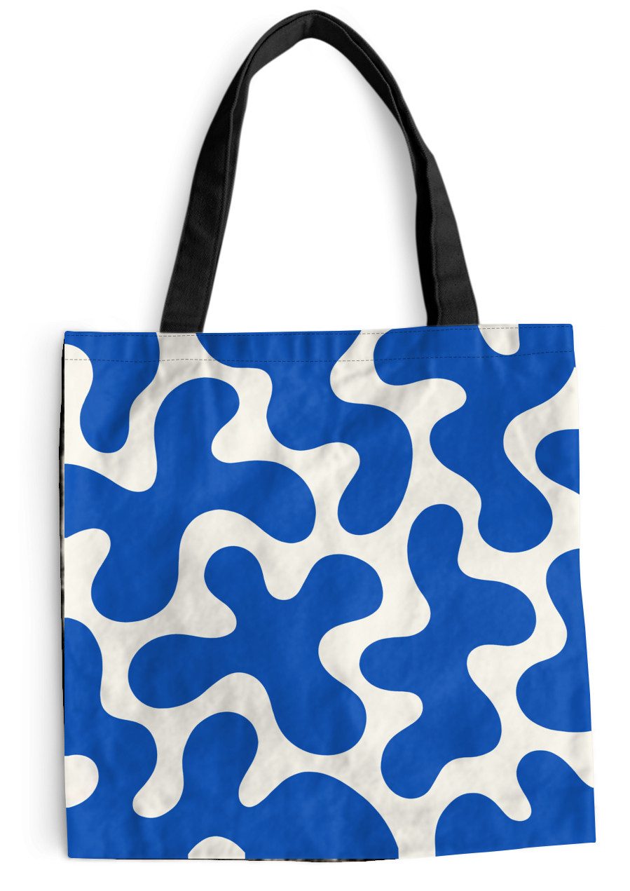MuchoWow Shopper Formen - Abstrakt - Blau - Wellen, Handtasche, Damen und Herren, Schultertasche, Umhängetasche, Tote Bag