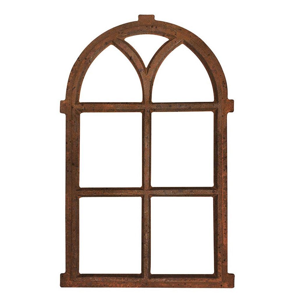 Linoows Dekoobjekt Eisenfenster, Antikes halbrundem Stallfenster Scheunenfenster, mit Oberlicht Fenster Gusseisen