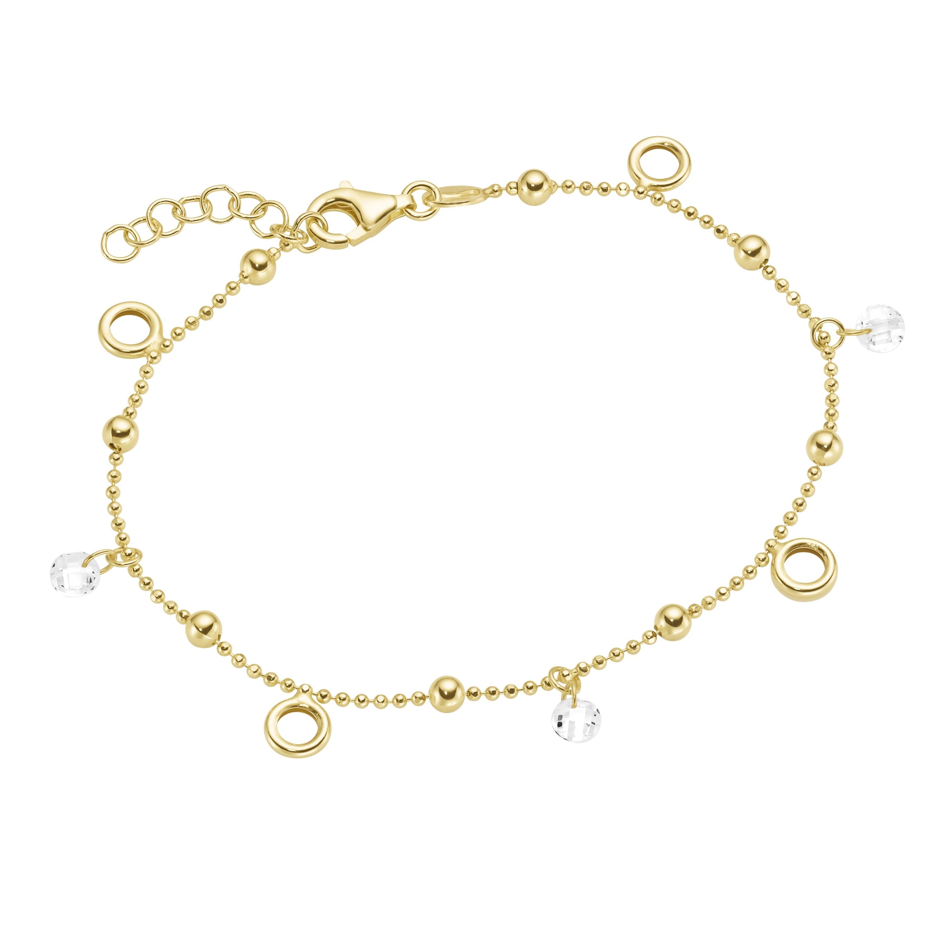 Damen Schmuck Smart Jewel Armband mit Kugeln, Zirkonia und Ringen, Silber 925