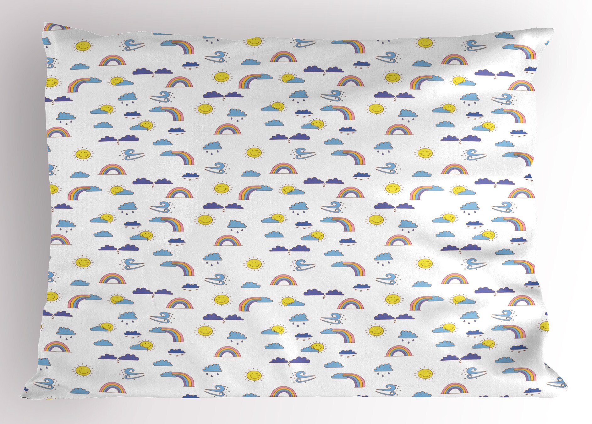 Kinder-Gärtnerei Kissenbezüge Kopfkissenbezug, Cartoon Abakuhaus Wetter Size (1 Stück), Dekorativer Gedruckter Standard Regenbogen-Himmel