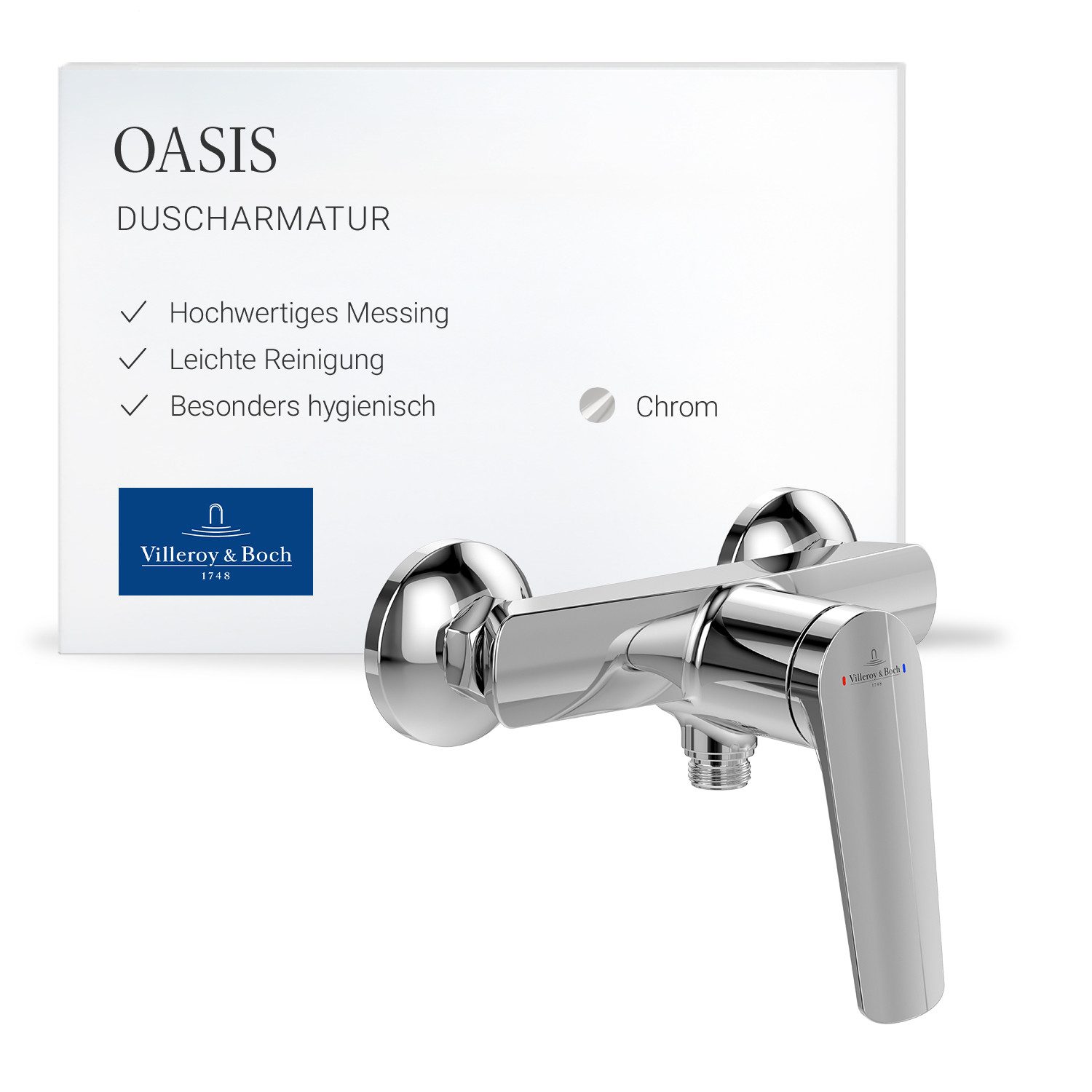 Villeroy & Boch Duscharmatur Oasis Mischbatterie Dusche mit Rückflussschutz und Keramikkartusche