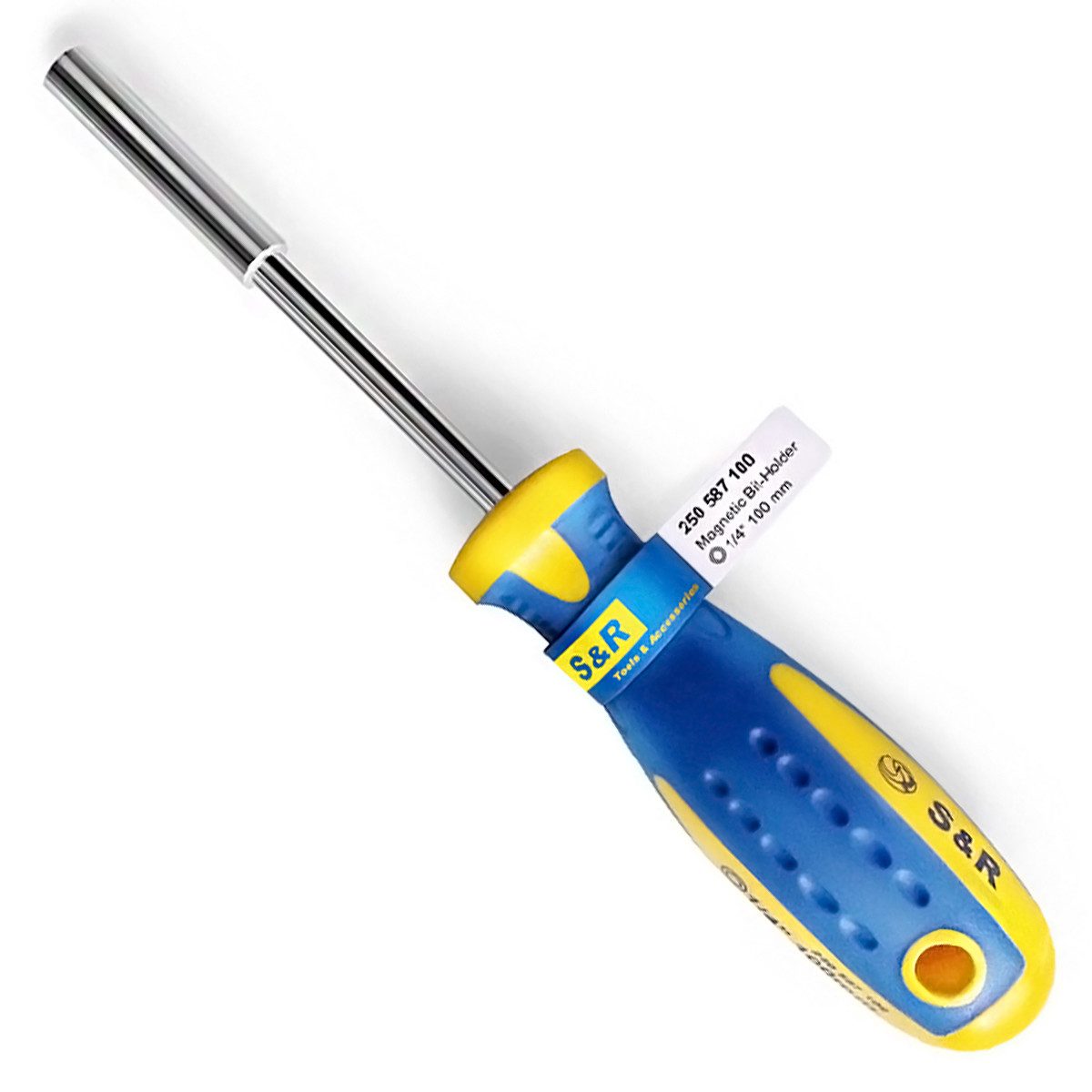S&R Bit-Schraubendreher Länge 210 mm, magnetisch, Schraubenzieher mit Aufnahme für Bits, (1 St), patentierte 2-Komponenten Griff-Form, Schutz gegen Abrutsche