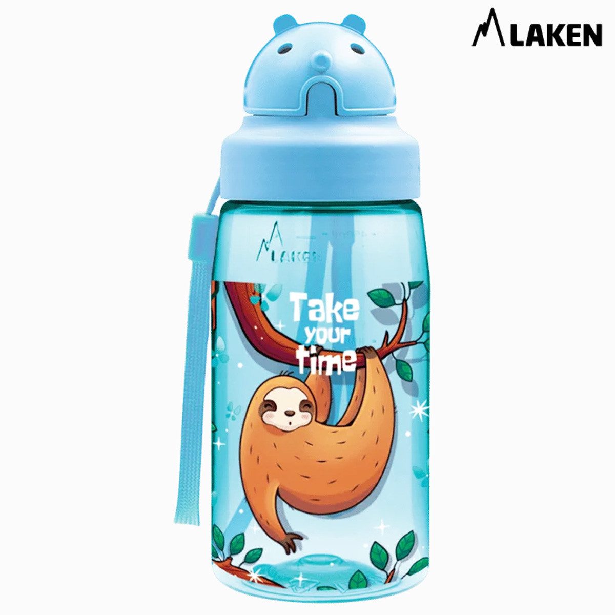 Laken Feldflasche Laken Tritan-Trinkflasche 450ml mit Strohhalm und Deckel OBY LAZY